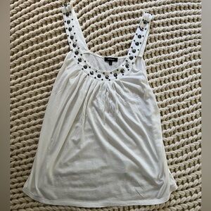Express size large flowy white tank with studs
